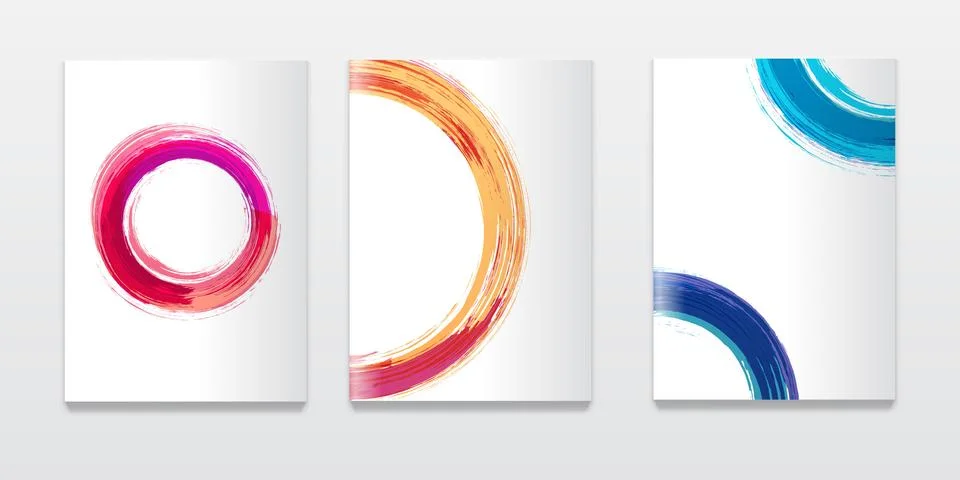 Brochure or booklet design template with watercolor circle. Corporate report or Stock Illustration