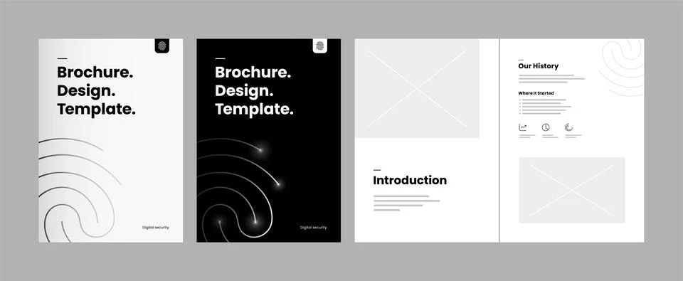 Brochure or leaflet design template with fingerprint icon. Annual report layo Ilustración de archivo