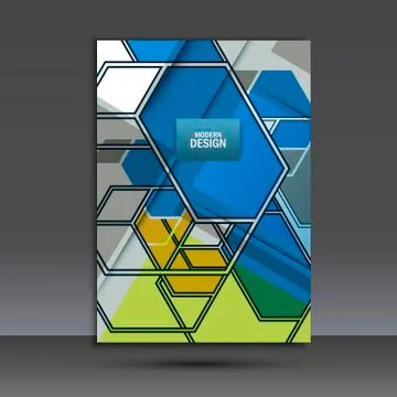Brochure template with an abstract design of hexagons Stock Illustration
