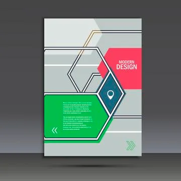 Brochure template with an abstract design of hexagons Stock Illustration