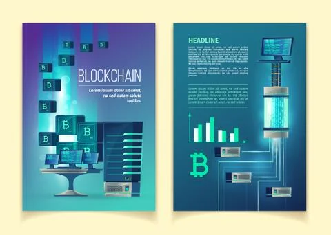 Brochure template of blockchain technology Stock Illustration