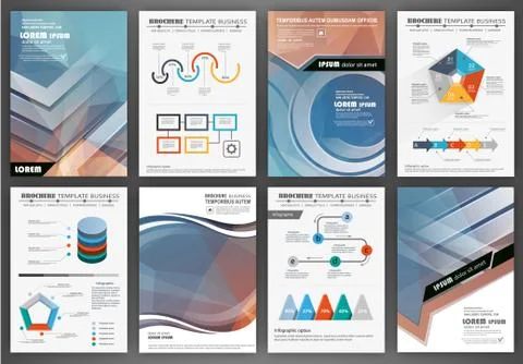 Brochure template with charts and graphs Stock Illustration
