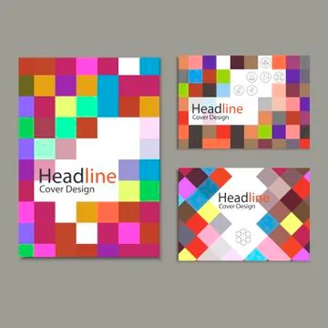 Brochure template design with squares and rectangles Stock Illustration