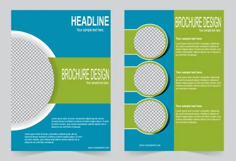 Brochure template, Flyer design blue and green template 스톡 일러스트