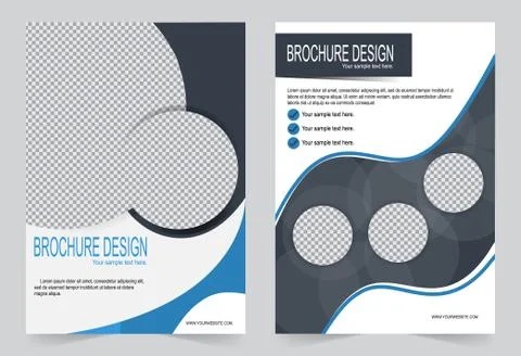Brochure template, Flyer design grey and blue template 스톡 일러스트
