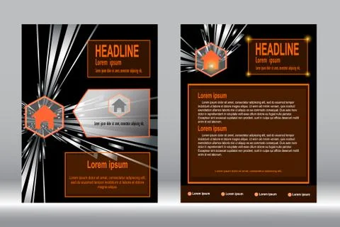 Brochure template, Flyer design, orange color abstract vector background. Stock-Illustration