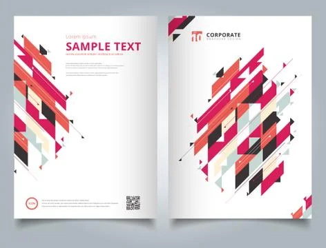 Brochure Template geometric modern diagonal and triangle element red tone col Stock Illustration