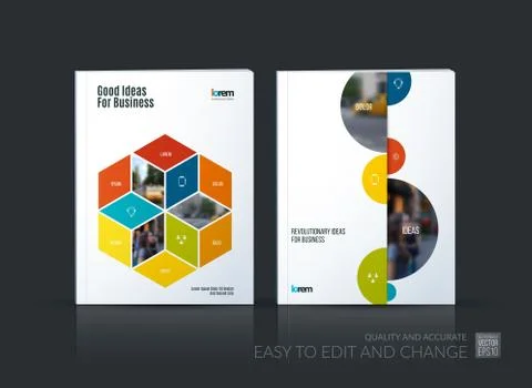 Brochure template layout collection, cover design annual report Stock-Illustration
