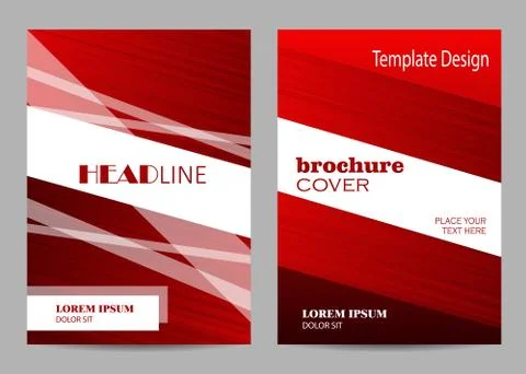 Brochure template layout design. Abstract red and white striped background. Stock Illustration