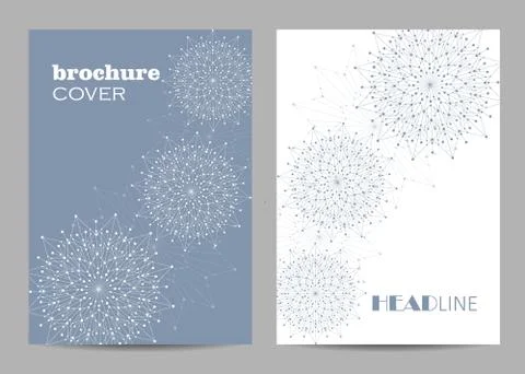 Brochure template layout design. Abstract geometric background with connected Illustrazione stock