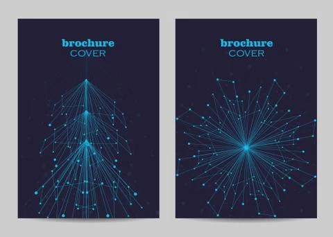 Brochure template layout design. Abstract geometric background with connected Stock Illustration