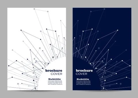 Brochure template layout design. Abstract geometric background with connected Illustrazione stock