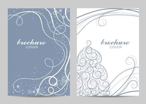 Brochure template layout design. Beautiful winter pattern on blue background Stock Illustration