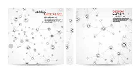 Brochure template with molecule background, connected structure. Dna, atom, n Illustration