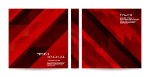 Brochure template with red striped overlapping diagonal triangles. Magazine,  Stock Illustration