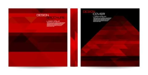 Brochure template with red striped overlapping diagonal triangles. Magazine,  Stock Illustration