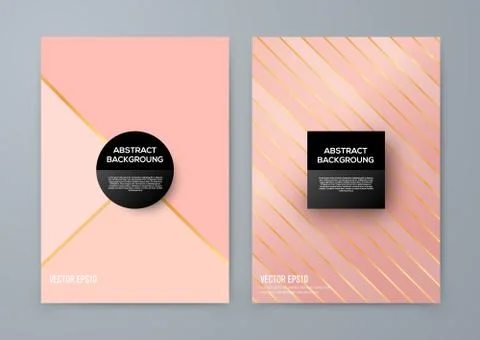 Brochure template with rose goldbackground Stock Illustration