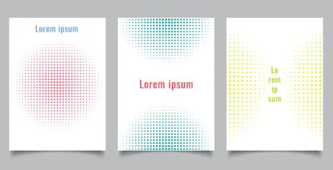 Brochure template set abstract halftone style circles on white background and Stock Illustration
