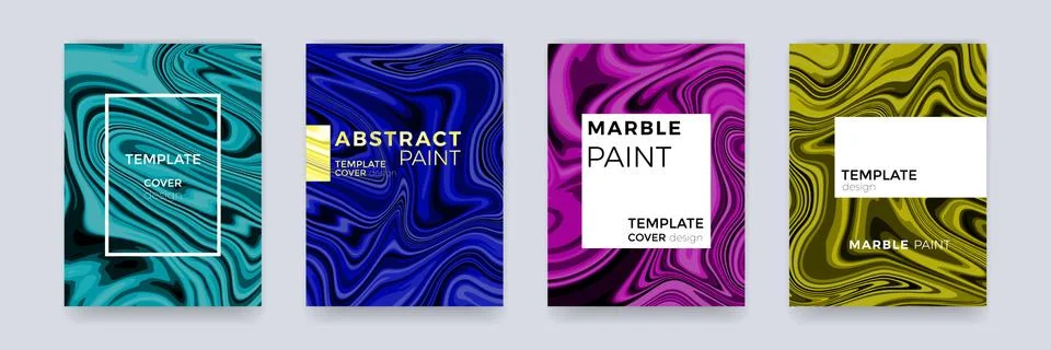 Brochure template set design marble vector abstract color splash texture back Stock Illustration