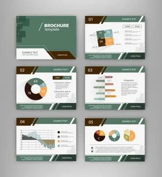 Brochure template set with infographics elements Stock Illustration