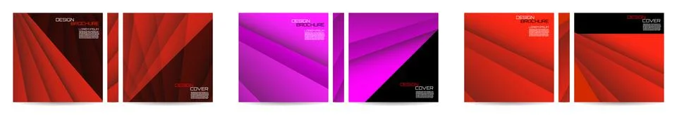 Brochure template set with striped overlapping diagonal lines. Magazine, post Stock Illustration