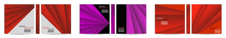 Brochure template set with striped overlapping diagonal lines. Magazine, post 스톡 일러스트