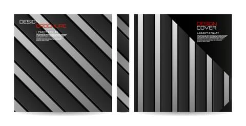 Brochure template of stripes with shadow, geometric banner. Magazine, poster, Stock Illustration