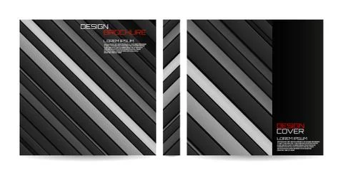 Brochure template of stripes with shadow, geometric banner. Magazine, poster, Stock Illustration