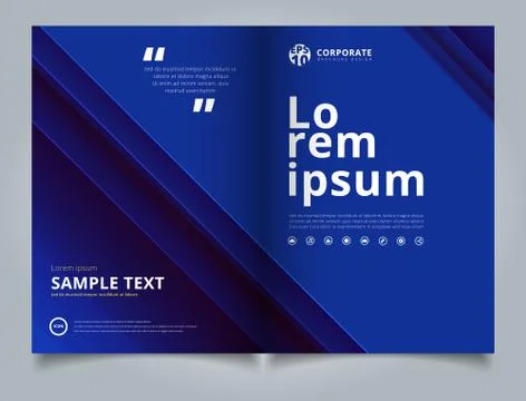 Brochure Template technology striped overlapping diagonal lines pattern blue Stock Illustration