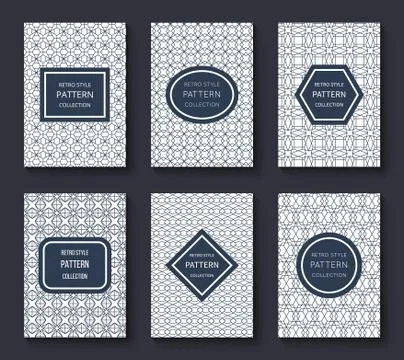 Brochure vector design templates with minimal classic vintage stripe patterns Stock Illustration