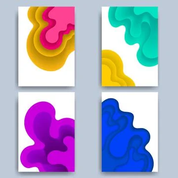 Brochure wallpaper wave templates pack Stock Illustration