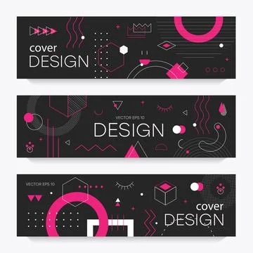 Brochures with memphis design elements Stock Illustration