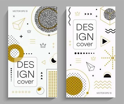 Brochures with memphis design elements Illustrazione stock
