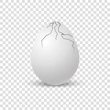 Brocken eggs. Crack eggshell. Vector realistic break white shell on transparent Stock Illustration