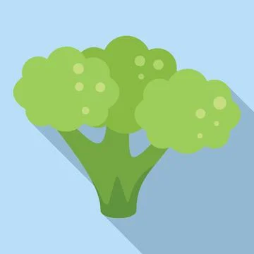 Brocoli head icon flat vector. Vegetable cabbage Ilustración de archivo