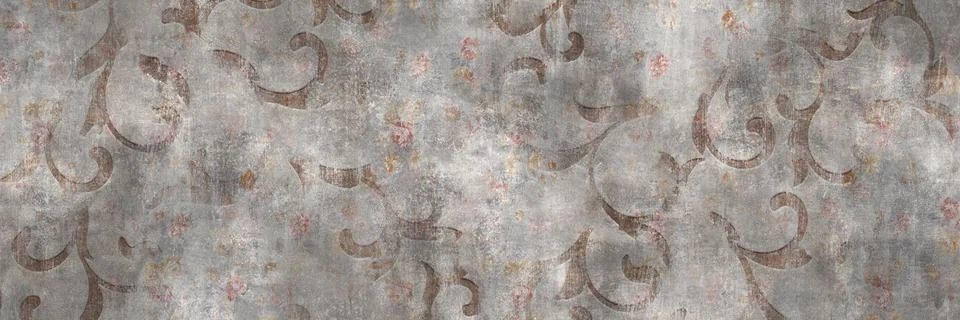 Broen leaves pattern with cement texture イラスト素材
