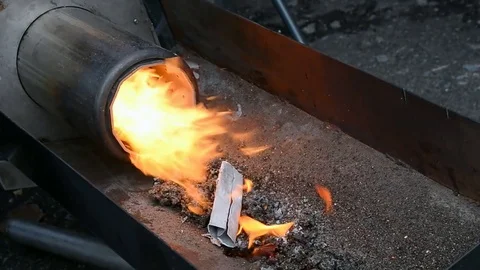 Broil, methane fire heater closeup, energy diversity. Video stock 71125702