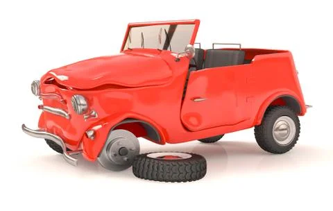 The broken 3d car Stock Illustration