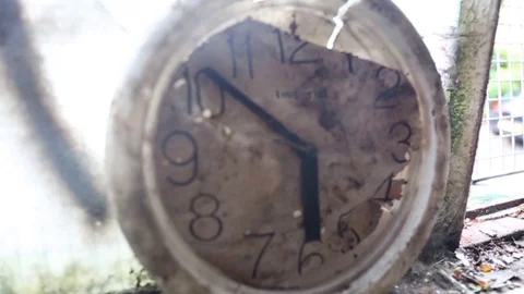 A Broken Abandoned Clock in an Abandoned Warehouse Stock Footage 96487025