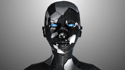 Broken AI Artificial intelligence big data machine deep learning technology Stock Footage