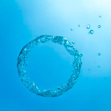 Broken Air Ring Bubbles Underwater Square Stock Photos