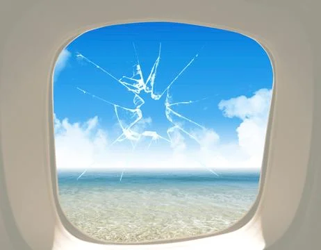 A broken airplane window Stock Photos