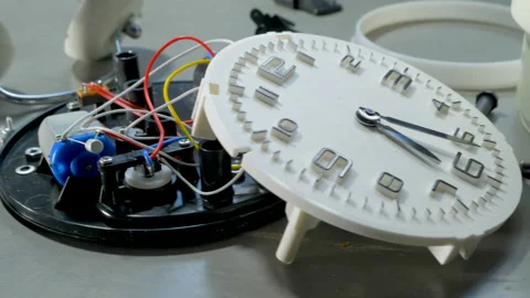 Broken alarm clock on a floor in pieces. Stock-Footage 200870584