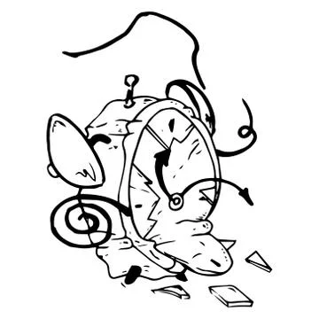 Broken alarm clock icon. Vector illustration of a cracked, broken alarm clock Stock Illustration