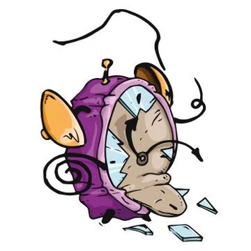 Broken alarm clock icon. Vector illustration of a cracked, broken alarm clock Stock Illustration