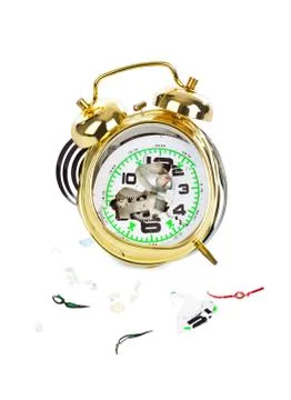 Broken alarm clock Foto stock