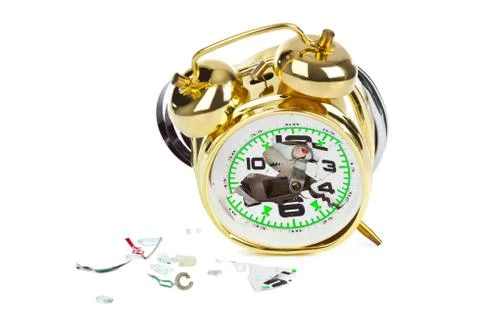 Broken alarm clock Stock Photos