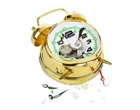 Broken alarm clock Stock Photos