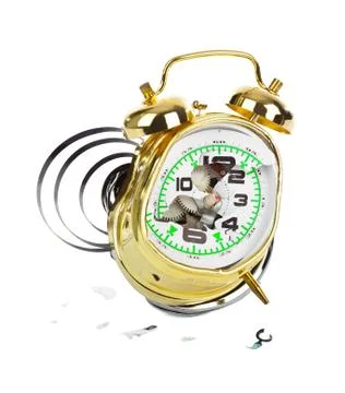 Broken alarm clock Foto stock