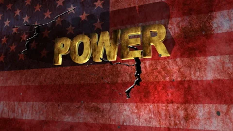 Broken American Power Over Cracked Flag And Grunge Texture Stock Footage 332252879